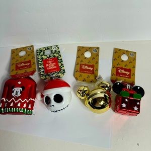 NWT. Primark Disney 4 ornaments. Includes Jack Skellington, Mickey Mouse gold